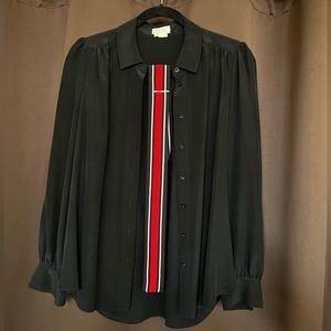 Kate Spade Silk Button-Down Shirt with Striped Tie